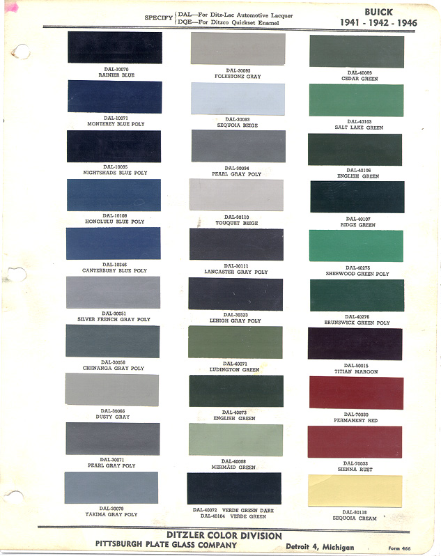 Gm Auto Paint Color Chart