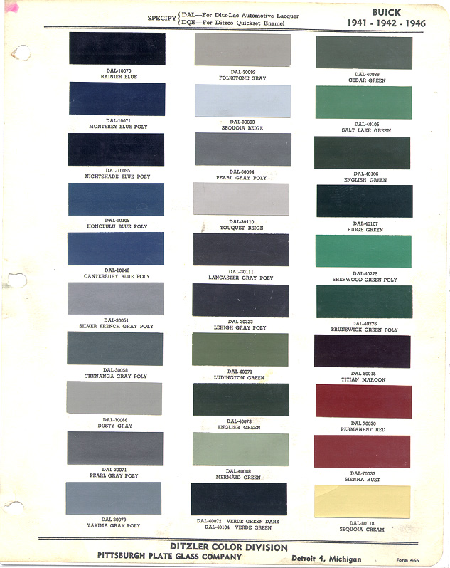 Buick Color Chart